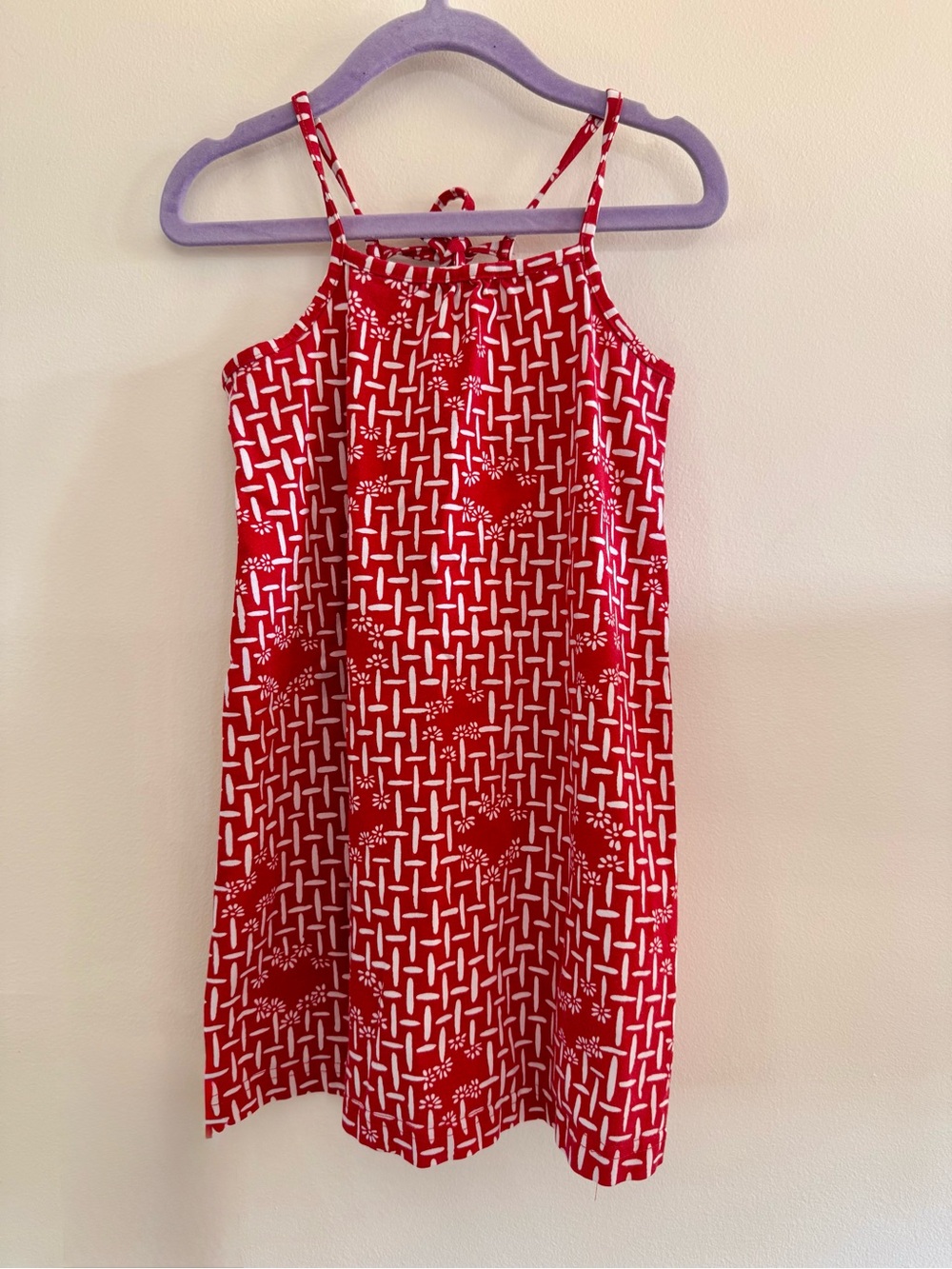 Hanna Andersson Red & White Printed Spaghetti-Strap dress